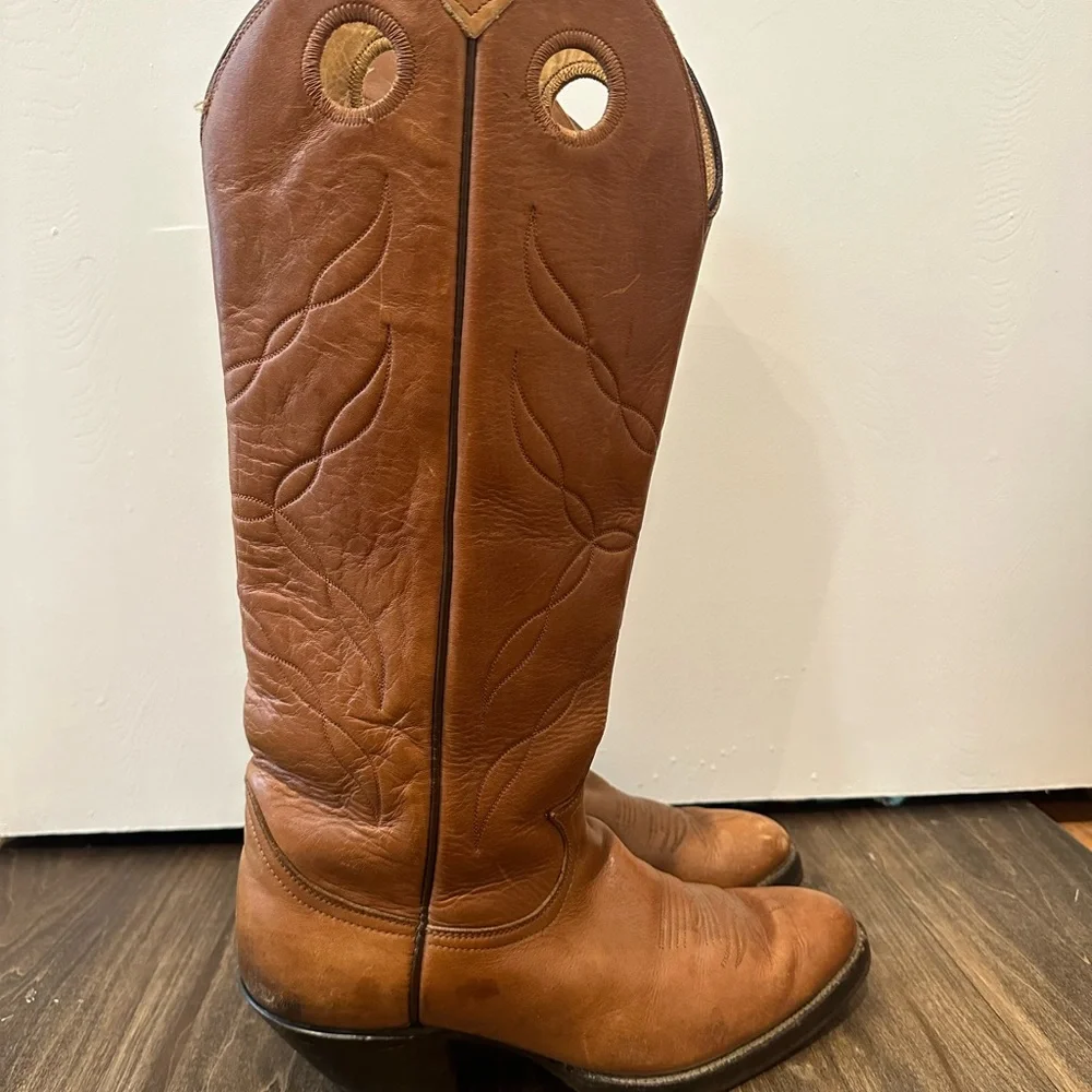 Tony Lama Western Cowboy Buckaroo 5089 Boots Mens 10.5 D Tall Brown Leather - Picture 2 of 7